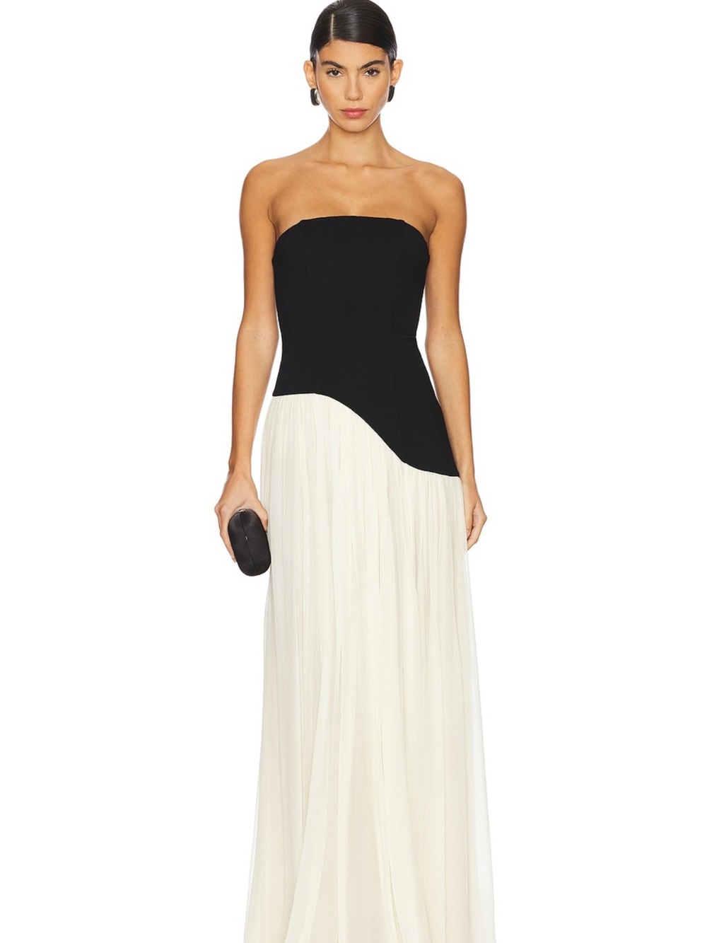 Lovers + Friends Black and White Strapless Gown